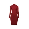 RUMOUR LONDON ANDREA RIBBED WOOL MIDI DRESS IN BURGUNDY