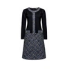 Rumour London Beatrice Jersey Dress With Blue Tweed Skirt In Jersey