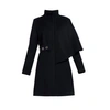 RUMOUR LONDON MAYFAIR BLACK ASYMMETRIC WOOL BLEND COAT