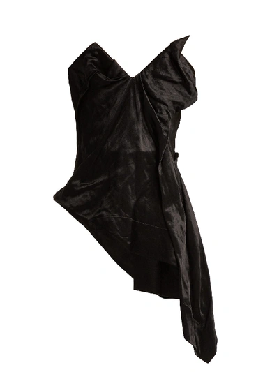 Vivienne Westwood Asymmetric Viscose Satin Corset Top In Black