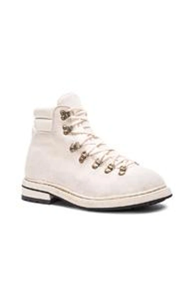 Guidi Lace Up Suede Combat Boots In White