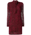 Saint Laurent Pussy-bow Devoré-chiffon Mini Dress In Red