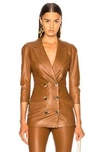 ZEYNEP ARCAY ZEYNEP ARCAY WRAP LEATHER BLAZER IN BROWN