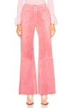 VICTORIA BECKHAM VICTORIA BECKHAM PANELED FLARE SUEDE TROUSERS IN PINK