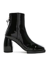 REIKE NEN REIKE NEN PATENT LEATHER SQUARE RIBBON HALF BOOTS IN BLACK