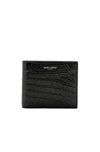 Saint Laurent Matte Croc Billfold Wallet In Black