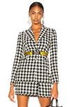 Off-white Canvas Jacquard-trimmed Houndstooth Wool-blend Blazer In All Over Houndstooth