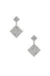 ALESSANDRA RICH ALESSANDRA RICH DOUBLE DIAMOND CRYSTAL EARRINGS IN METALLIC