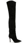 AMINA MUADDI AMINA MUADDI SUEDE BARBARA THIGH HIGH BOOTS IN BLACK