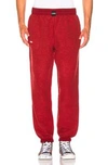 VETEMENTS VETEMENTS OVERSIZED INSIDE OUT SWEATPANTS IN RED.,VETF-MP10