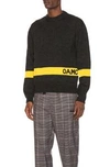 OAMC OAMC GI SWEATER IN DARK HEATHER GREY IN DARK HEATHER GREY & YELLOW,OAMF-MK2