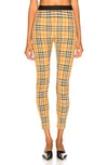 Burberry Women Archive Check Leggings In Antique Yellow Check