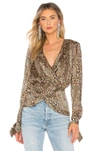 Ronny Kobo Crosella Leopard Wrap Top In Brown