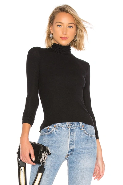 Atm Anthony Thomas Melillo Modal Rib-knit Long-sleeve Turtleneck Top In Black