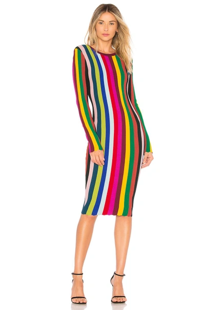 Milly Vertical Stripe Body-con Dress In Rainbow Multi