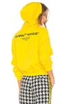 Off-white Yellow Logo Embroidered Cropped Long Sleeve Cotton Hoodie In Yellow