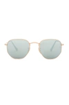 Ray Ban Hexagonal Flat In Gold & Silver Flash
