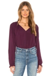 Velvet By Graham & Spencer Ruffle Tie Neck Top In Wine