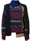 SACAI PATCHWORK ZIP FRONT SWEATER