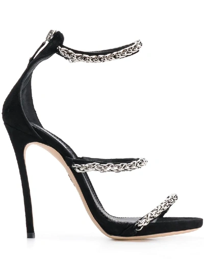 Dsquared2 120mm Chain Suede Sandals In Black