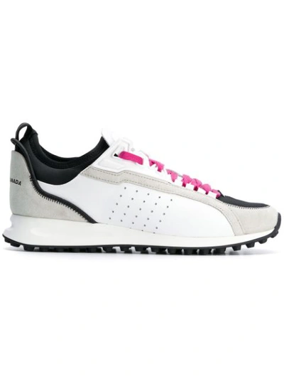 Dsquared2 30mm 2 Run Suede & Neoprene Trainers In White