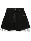 OFF-WHITE OFF-WHITE FLORAL EMBROIDERED DENIM SHORTS - BLACK