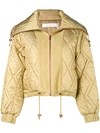 SEE BY CHLOÉ SEE BY CHLOÉ QUILTED SATIN BOMBER JACKET - YELLOW
