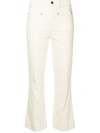 Khaite Vivian Cropped High-rise Bootcut Jeans In Ivory