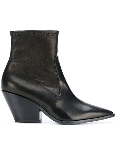 Casadei 60mm West Stretch Leather Cowboy Boots In Black