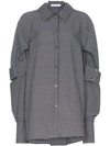 DELADA DELADA DOUBLE SLEEVE CHECK COTTON SHIRT - BLACK WHITE