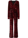 BALMAIN LEOPARD PRINT WIDE LEG VELVET JUMPSUIT