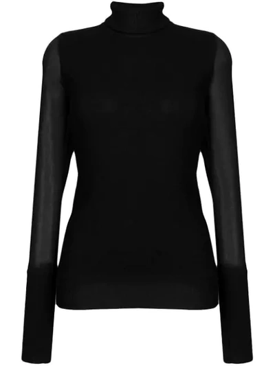 Andrea Ya'aqov Knitted Turtle Neck Sweater In Black