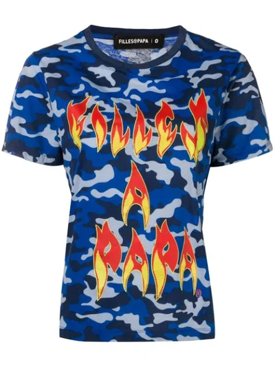 Filles À Papa Camouflage T-shirt In Blue