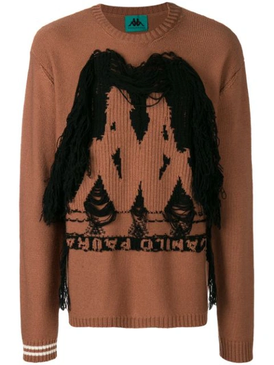 Paura Logo Knit Sweater In Brown