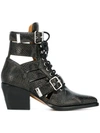 Chloé Rylee Cutout Snake-effect Leather Ankle Boots In Black