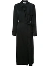 KIMORA LEE SIMMONS BELTED SILK TRENCH COAT