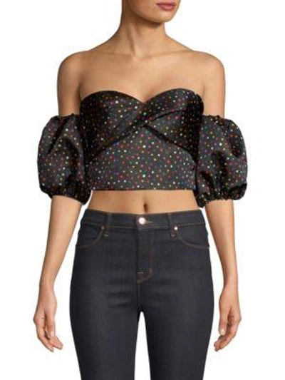 Amur Olena Off The Shoulder Crop Top In Black