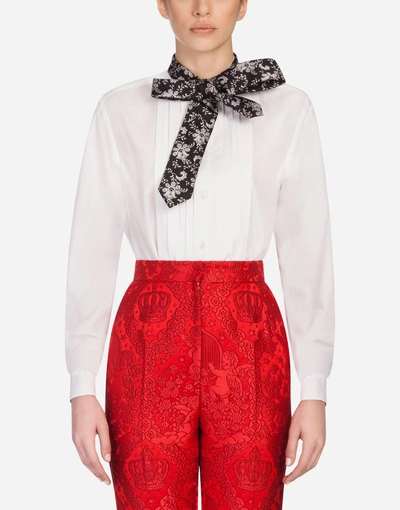 Dolce & Gabbana Pleated Button Down In White