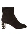 DOLCE & GABBANA DOLCE & GABBANA EMBELLISHED HEEL ANKLE BOOTS