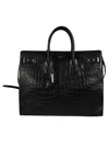 Saint Laurent Large Sac De Jour Crocodile-embossed Tote Bag In Nero
