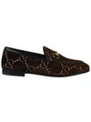 Gucci Black Velvet Jordaan Loafers In Brown/brown