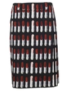 Prada Lipstick Patterned Print Long Skirt In Fnero