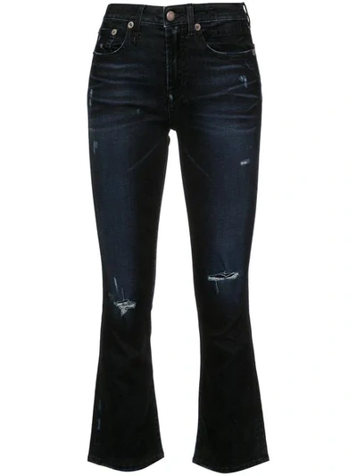R13 Ripped Skinny Flared Jeans In Black