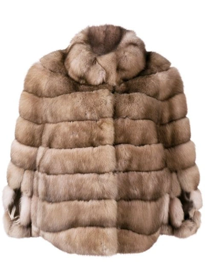 Liska Romea Fur Cape In Tortora