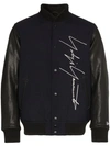 YOHJI YAMAMOTO LOGO EMBROIDERED WOOL BASEBALL JACKET