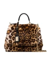 DOLCE & GABBANA BROWN AND YELLOW SICILY CALF HAIR SHOULDER BAG