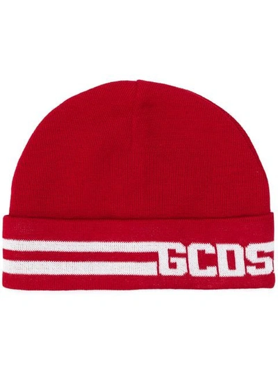 Gcds Beanie Mit Intarsienlogo In Red