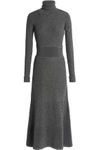 AGNONA WOMAN METALLIC RIBBED-KNIT TURTLENECK MIDI DRESS GRAY,AU 1050808922077