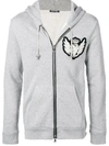 BALMAIN logo zipped hoodie,W8H6643J076B
