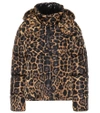 MONCLER CAILLE LEOPARD-PRINTED DOWN JACKET,P00341569